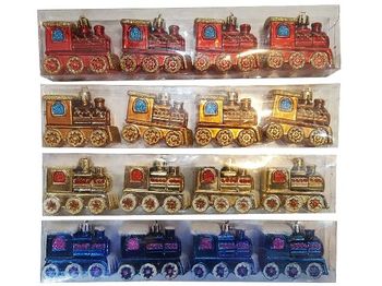 Set decoratiuni pentru brad "Tren" 4buc 