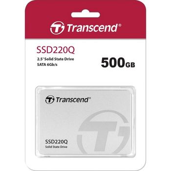 2.5" SATA SSD  500GB   Transcend "SSD220Q" [R/W:550/500MB/s, 57K/59K IOPS, SM2259XT, 3D-NAND QLC] 