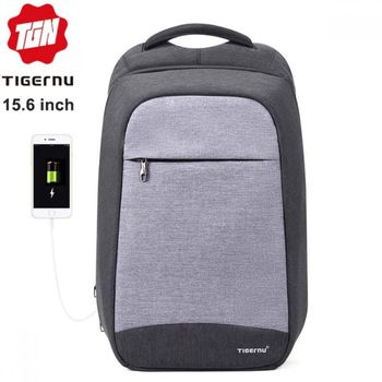 купить Рюкзак Антивор Tigernu T-B3335 для ноутбука 15.6", с USB портом, водонепроницаемый, серый в Кишинёве 
