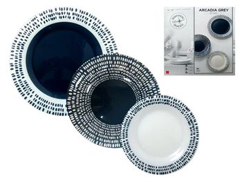 Набор тарелок Bormioli Arcadia Grey 18ед, стеклокерамика 