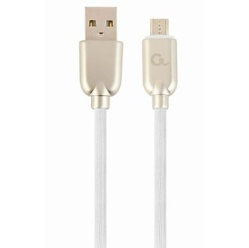 Blister MicroUSB/USB2.0,   2.0 m, Cablexpert Premium Rubber White, CC-USB2R-AMmBM-2M-W 