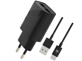 Jokade Wall Charger with Cable USB to Type-C Dual Port 5A Yiyue, Black 