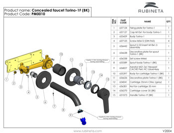 Кран скрытого монтажа RUBINETA Torino-1F (BK) PM0010 