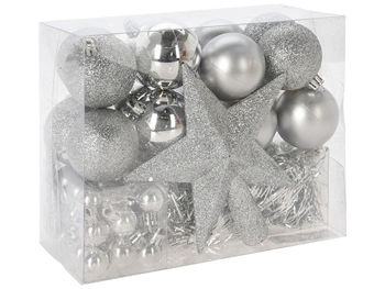 Set decoratiuni pentru brad 54buc in cutie "Silver" 
