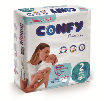 Scutece pentru copii Confy Premium Jumbo, Nr.2 (3-6 kg), 80 buc. 