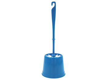 Perie WC cu suport MSV albastru stralucitor, plastic 