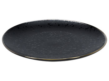 Farfurie de servire 26cm Metallic Rim Black, ceramica 