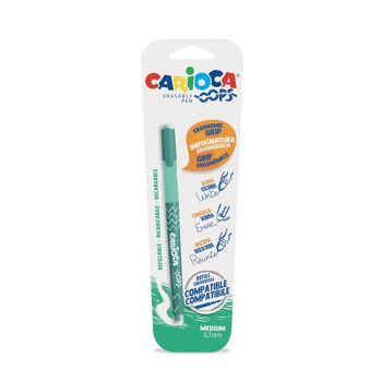 Pix care se sterge Carioca Oops verde cu 2 radiere, blister 