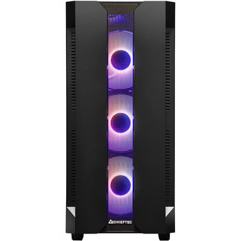 Case ATX Miditower Chieftec Gaming Hunter GS-01B-OP Black no PSU, 2x USB 3.1, 1x USB 2.0, Audio-out, 4x 120mm A-RGB Rainbow LED fan, Mesh front panel, Tempered glass, A-RGB Control HUB, (carcasa/корпус)