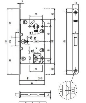 Замок WC AGB Polaris 2XT + oтветная планка: EASY-MATIC XT матовый никель 