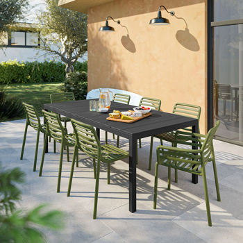 Комплект садовой мебели стол Nardi RIO 210 EXTENSIBLE + 8 стульев NARDI DOGA BISTROT (без подлокотника) + 2 кресел Nardi DOGA ARMCHAIR (с подлокотником)