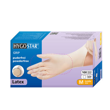 Перчатки LATEX GRIP, размер M, БЕЛЫЕ, 100шт, HYGOSTAR, FM 