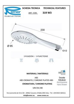 купить Душевая насадка 319W3X (3 функции)  REMER  снят с производства в Кишинёве 