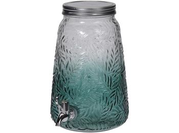 Borcan din sticla cu robinet si capac "palmier" 4l, H26cm 