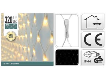Luminite de Craciun "Plasa" 320LED alb-cald, 3X1.5m, cablu transparent 