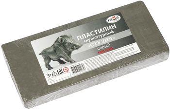 Пластилин скульптурный ГАММА 1кг, мягкий, серый 