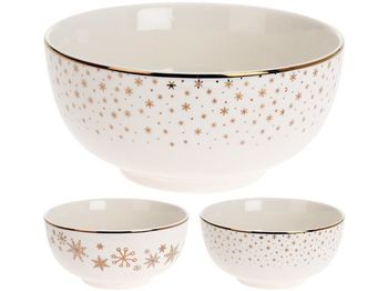 Salatiera din portelan 13cm Golden Rim Stars, alba 