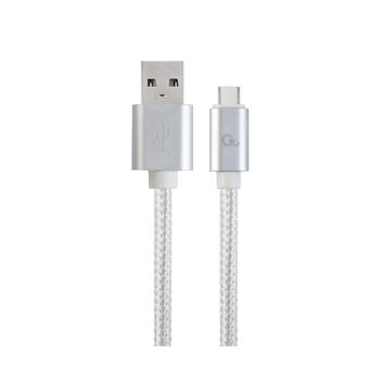 Gembird CCB-mUSB2B-AMCM-6-S, Silver, 1.8m, Cable USB2.0/Type-C Cotton braided  USB 2.0 A-plug to type-C plug, blister