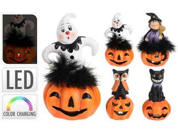 Suvenir Halloween Dovleac cu figurina LED multicolor 13.5X7cm 