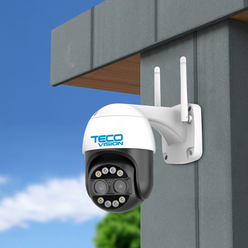 TECO VISION 4-мегапиксельная двойная линза с углом обзора 360°, аудио + микрофон, 128 ГБ, купольная камера WIFI PTZ 