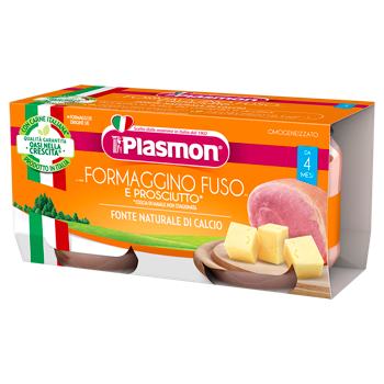 Piure PLASMON brânză topită cu șuncă (4 luni), 2x80 g 