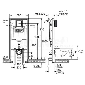 купить Инсталляция для подвесных унитазов GROHE Rapid SL 38772001, с кнопкой (Skate Cosmo Crom) в Кишинёве 