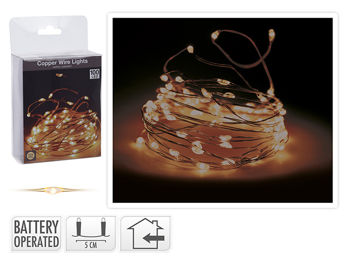 Luminite de Craciun "Fir" 100microLED ex,alb-cald, 3XAA, cablu cupru 