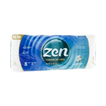Туалетная бумага Zen Relaxing White, 8 рулонов, трёхслойная 