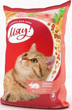 МЯУ! Полноценный сухой корм для взрослых кошек с мясом кролика 11 кг 