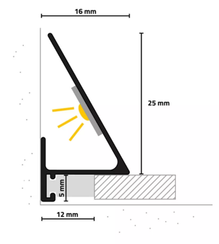 Profilul de plinta SLED16X5 16Х25Х2000ММ Black Negru C35 