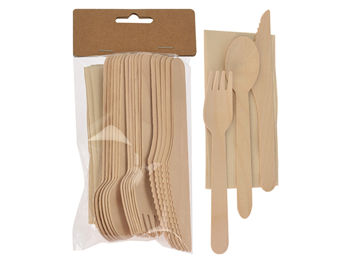 Set de tacâmuri Eco 24buc 16.5cm, din lemn 