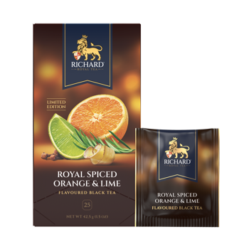 Чай Richard "ROYAL SPICED ORANGE & LIME" чай чёрный ароматизированный в формате 25 саш. 