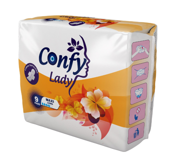 купить Прокладки гигиенические впитывающие женские Confy Lady MAXI LONG STD, 9 шт. в Кишинёве 