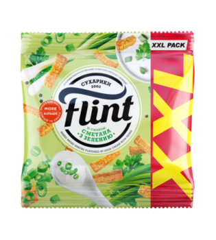 Сухарики Flint 150г со вкусом сметаны и зелени 