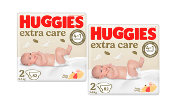 Набор 2 уп. x Huggies Extra Care Mega  2  (3-6 kg)  82 шт 