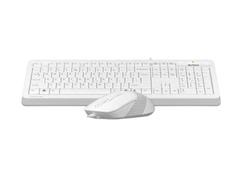 Set Tastatură + Mouse A4Tech F1010, Cu fir, Alb/Gri 