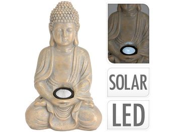 Felinar pe baterie solara "Buddha" 33cm, auriu 