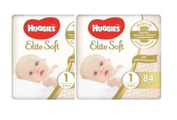 Набор Huggies Elite Soft Mega 1 (3-5 кг), 84 шт 