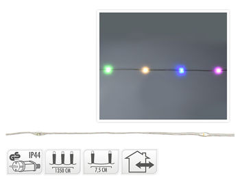 Огни новогодние "Нить" 180microLED разноцвет, 13.5m прозр кабель 