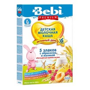 cumpără Bebi Premium Terci din 5 cereale cu lapte, caise și zmeură, 6+ luni, 200 g în Chișinău 