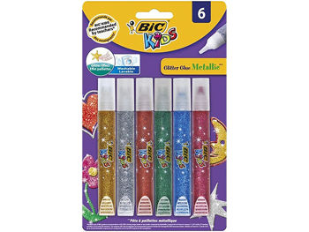 Set de lipici solid BIC Kids Glitter Glue Metallic, 6 buс 