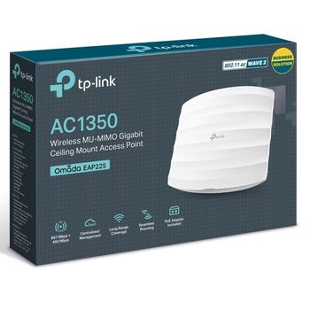 Wi-Fi AC Dual Band Access Point TP-LINK "EAP225", 1317Mbps, MU-MIMO, Omada Centralized Mgmnt, PoE 