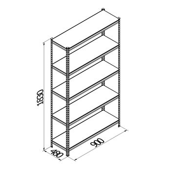 купить Стеллаж металлический с металлической плитой Gama Box 900Wx480Dx1830 Hмм, 5 полок/MB в Кишинёве 