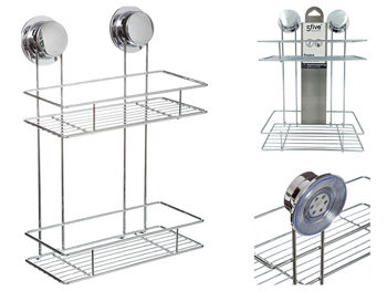 Полка 2 уровня на присосках Five 36.5X25X13.5cm, метал 