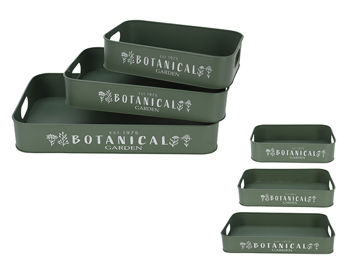 Set tăvi metal Garden 3buc: 50X30cm, 40X25cm, 33X20cm, verde 