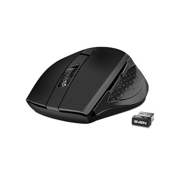 Mouse SVEN RX-425W Wireless Black, Optical Mouse, 2.4GHz, Nano Receiver, 800/1200/1600 dpi, DPI resolution switch, Two additional navigation buttons (Forward and Back), USB, Black SV-014483 (mouse/мышь)