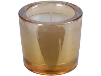 Lumanare in candelabru de sticla 6X6cm, auriu perlat 