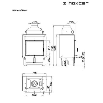 Каминная топка HOXTER HAKA 63/51W(63/51WI) - с водяным теплообменником. 