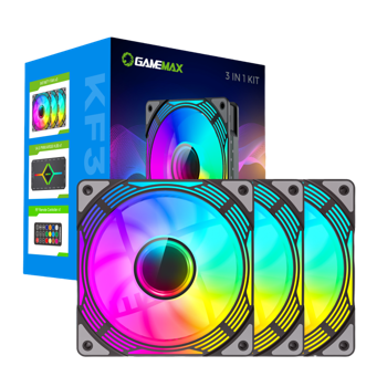 PC Case Fan GAMEMAX FN12A-C8I, 120mm, ARGB, 31.21dB, 44.35 CFM, 800-1600RPM, Hydro Bearing, Black 