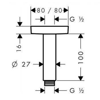 Suport pentru dus din tavan, 100 mm 